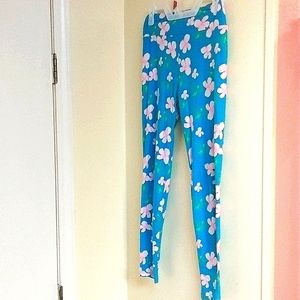 Lululemon brand, one size, teal/pink/green leggings